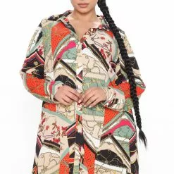 Fashion Nova The Boss Printed Shirt Dress - Taupe/combo -Fashion Nova Dresses Shop 10 16 20Studio1 EF SA 14 23 01 60 DSHR801A TaupeCombo 0056 PLUS KL