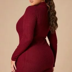 Fashion Nova Make A Move Mock Neck Mini Dress - Wine -Fashion Nova Dresses Shop 10 17 22Studio7 KJ DJ 10 00 28 3 RD72197 Wine 0118 PLUS JB