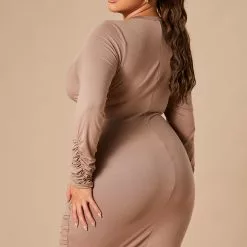 Fashion Nova Take Your Man Ruched Dress - Taupe 17 Fashion Nova Take Your Man Ruched Dress - Taupe -Fashion Nova Dresses Shop 10 17 22Studio7 KJ DJ 10 09 28 6 JD41968L Taupe 0183 PLUS JB