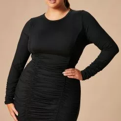 Fashion Nova Take Your Man Ruched Dress - Black -Fashion Nova Dresses Shop 10 17 22Studio7 KJ DJ 10 11 30 7 JD41968L Black 0192 PLUS JB
