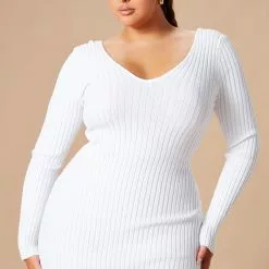 Fashion Nova Kallan Knit Dress - White -Fashion Nova Dresses Shop 10 17 22Studio7 KJ DJ 15 28 56 5 21449 White 21401 PLUS SG