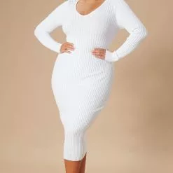 Fashion Nova Kallan Knit Dress - White -Fashion Nova Dresses Shop 10 17 22Studio7 KJ DJ 15 28 56 5 21449 White 21406 PLUS SG