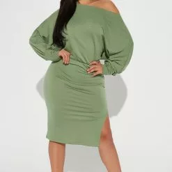 Fashion Nova Madeline Midi Dress - Green