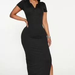 Fashion Nova Hailey Hooded Maxi Dress - Black