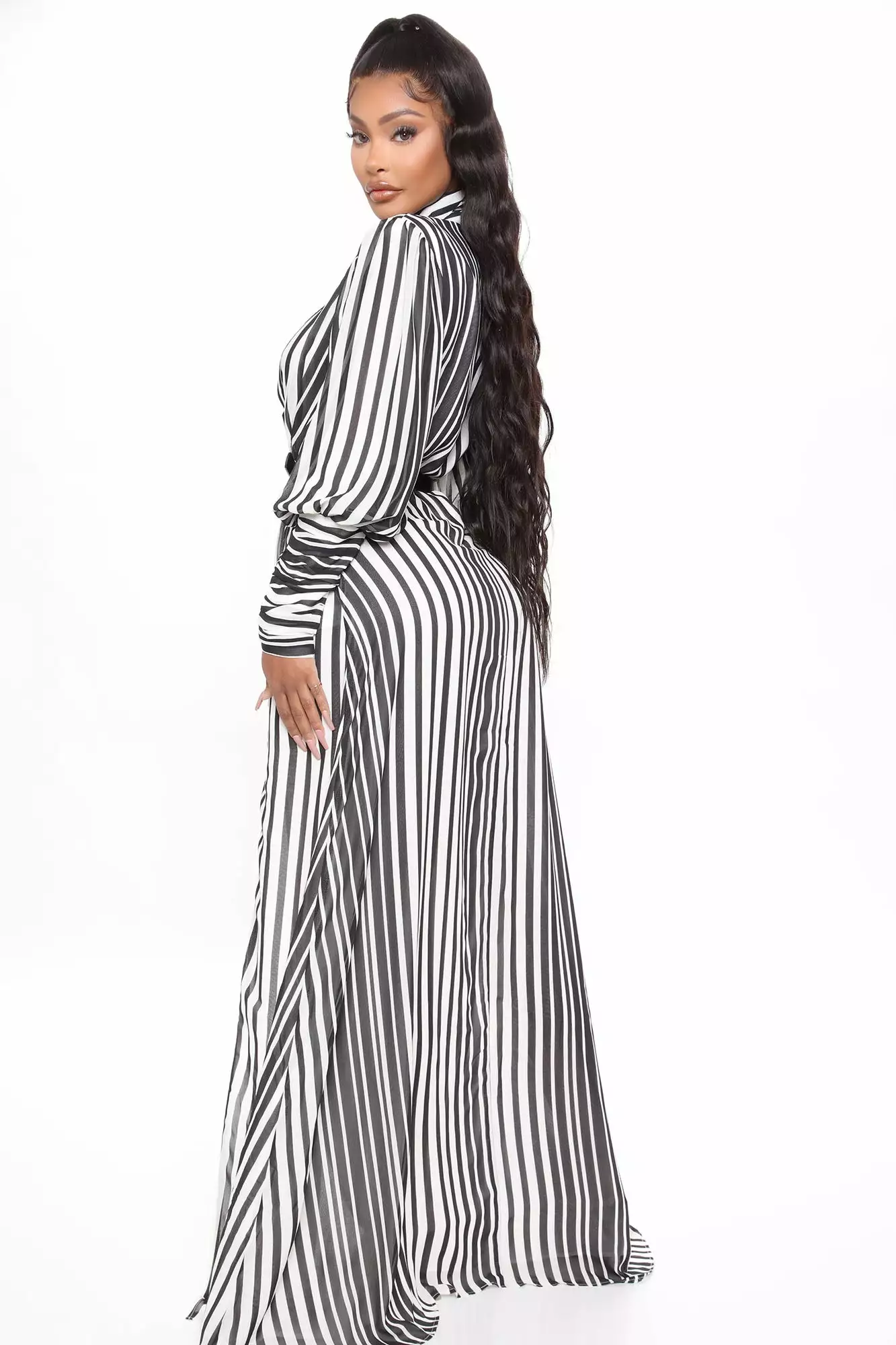 Fashion Nova Nora Striped Maxi Dress - Black/White 6 Fashion Nova Nora Striped Maxi Dress - Black/White - Image 4