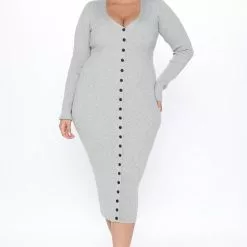 Fashion Nova Baby It's Cold Sweater Midi Dress - Heather Grey -Fashion Nova Dresses Shop 10 19 20Studio3 RT KW 13 31 04 35 MD6211 HeatherGrey 0011 PLUS KL