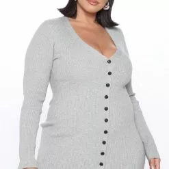 Fashion Nova Baby It's Cold Sweater Midi Dress - Heather Grey -Fashion Nova Dresses Shop 10 19 20Studio3 RT KW 13 31 09 35 MD6211 HeatherGrey 0014 PLUS KL