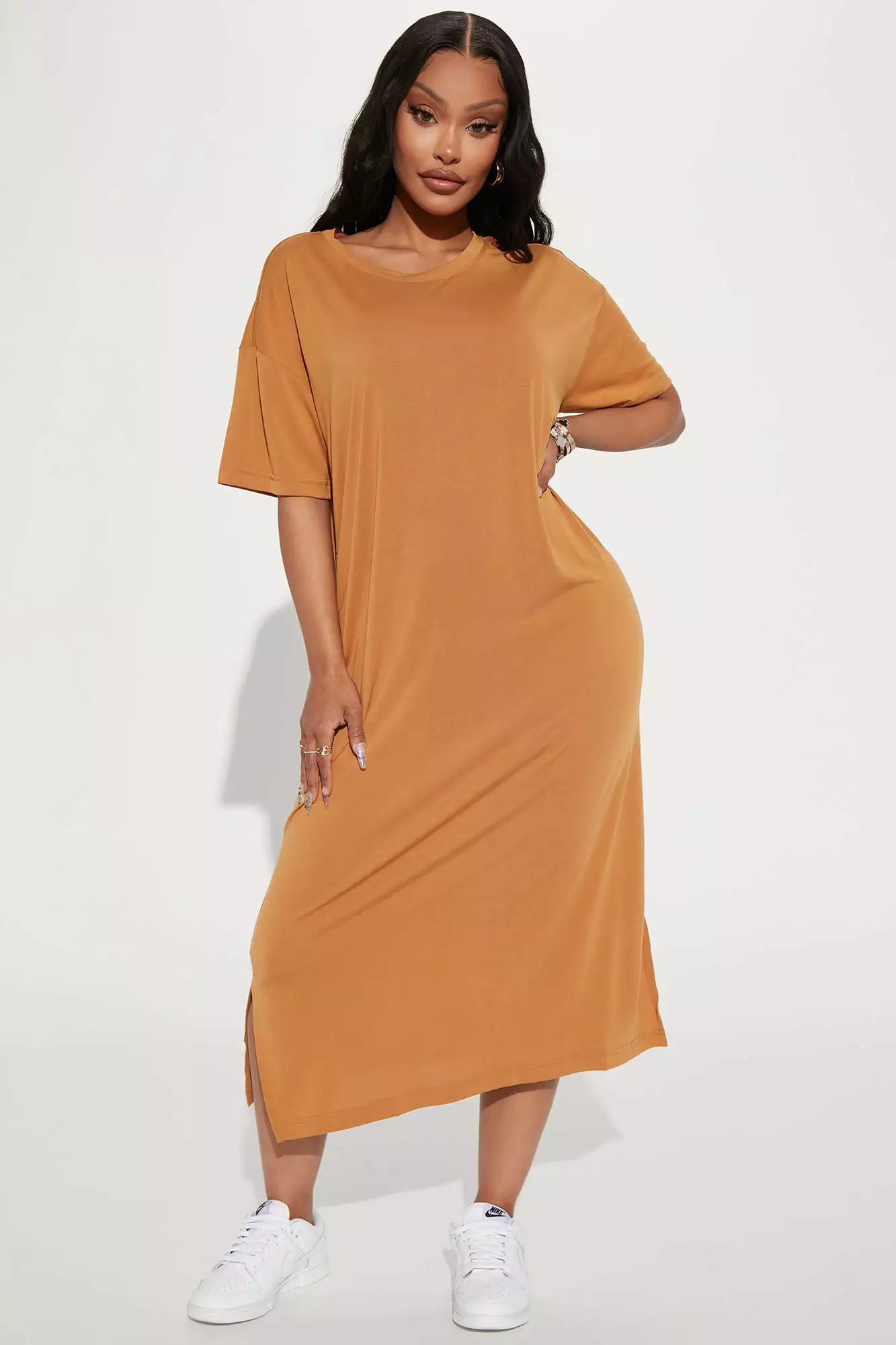 Fashion Nova Raina T-Shirt Dress - Tan 3 Fashion Nova Raina T-Shirt Dress - Tan