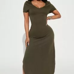 Fashion Nova Destiny Maxi Dress - Olive