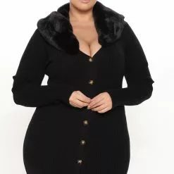 Fashion Nova Don't Be Faux Real Sweater Midi Dress - Black -Fashion Nova Dresses Shop 10 20 21Studio3 ME KG 14 53 43 49 90920NK Black 5620 PLUS KS