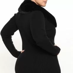 Fashion Nova Don't Be Faux Real Sweater Midi Dress - Black -Fashion Nova Dresses Shop 10 20 21Studio3 ME KG 14 53 52 49 90920NK Black 5623 PLUS KS