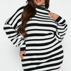 Fashion Nova Stripes On Stripes Sweater Mini Dress - Black/White 11 Fashion Nova Stripes On Stripes Sweater Mini Dress - Black/White -Fashion Nova Dresses Shop 10 20 22Studio4 TH AC 10 21 00 9 LD10774BFN BlackWhite 29251 PLUS EH