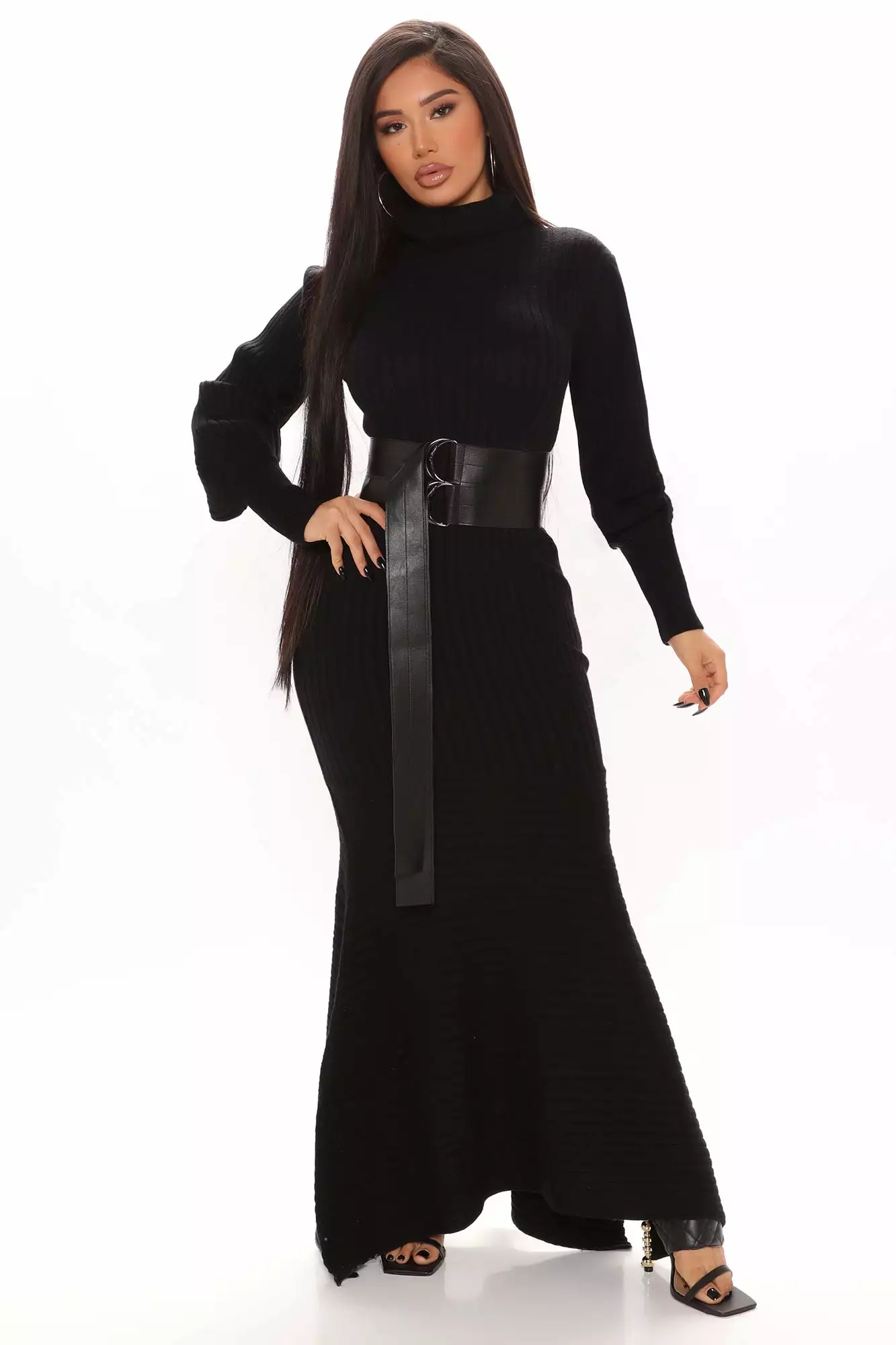 Fashion Nova Jessica Belted Sweater Maxi Dress - Black 3 Fashion Nova Jessica Belted Sweater Maxi Dress - Black
