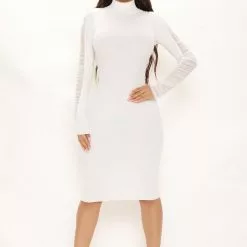 Fashion Nova Laura Sweater Midi Dress - Ivory