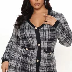 Fashion Nova Power Hour Plaid Mini Dress - Grey/combo -Fashion Nova Dresses Shop 10 21 21Studio3 CE MJ 10 55 55 3 YLD4002FN Greycombo 5913 PLUS PB