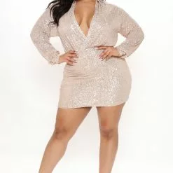 Fashion Nova It's Cocktail Hour Sequin Mini Dress - Rose Gold -Fashion Nova Dresses Shop 10 21 21Studio3 CE MJ 12 12 26 22 VD7659 RoseGold 6085 PLUS EH
