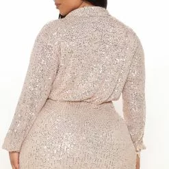 Fashion Nova It's Cocktail Hour Sequin Mini Dress - Rose Gold -Fashion Nova Dresses Shop 10 21 21Studio3 CE MJ 12 13 02 22 VD7659 RoseGold 6092 PLUS EH