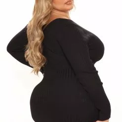 Fashion Nova Autumn Falls Sweater Mini Dress - Black/combo -Fashion Nova Dresses Shop 10 25 21Studio1 SN RL 15 19 14 61 RDAD5390FN Blackcombo 5587 PLUS DC