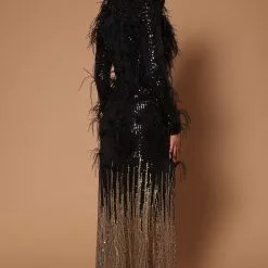 Fashion Nova Talia Sequin Feather Maxi Dress - Black -Fashion Nova Dresses Shop 10 25 22Studio7 CE IM 10 46 31 9 FN2211H Black P 1949 JB