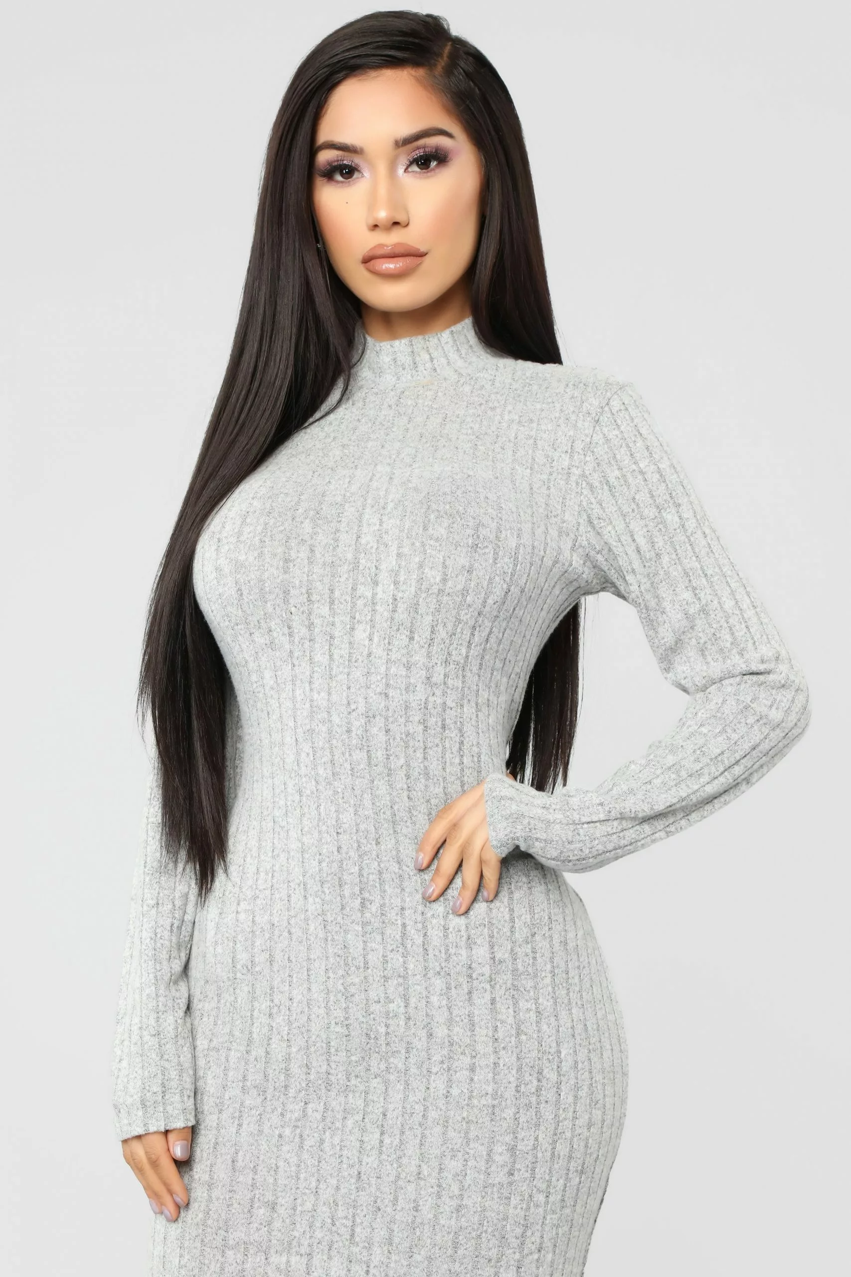 Fashion Nova Not Over You Yet Sweater Dress - Heather Grey 5 Fashion Nova Not Over You Yet Sweater Dress - Heather Grey - Image 3