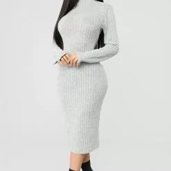 Fashion Nova Not Over You Yet Sweater Dress - Heather Grey