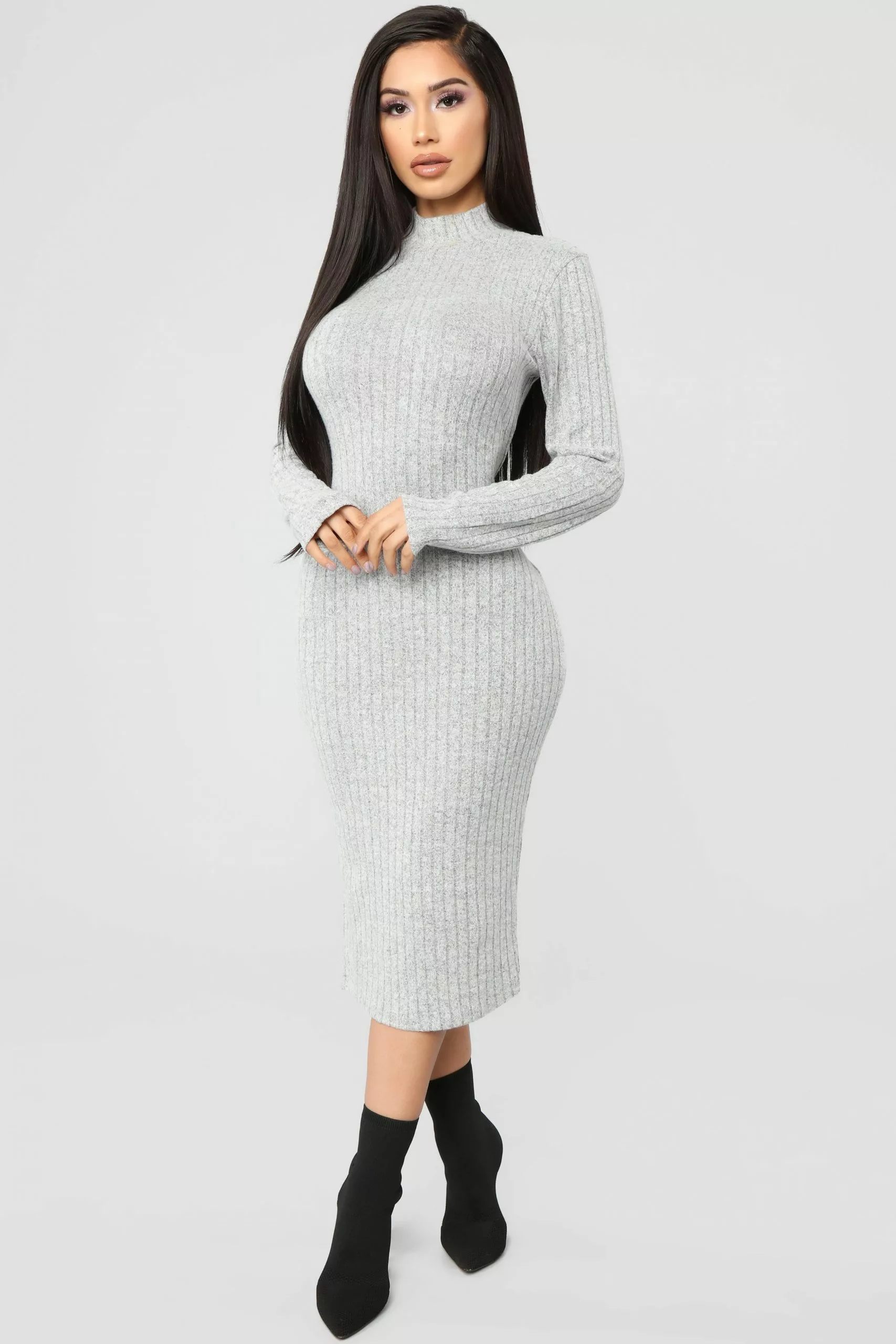 Fashion Nova Not Over You Yet Sweater Dress - Heather Grey 3 Fashion Nova Not Over You Yet Sweater Dress - Heather Grey