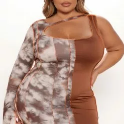Fashion Nova Secret Obsession Mini Dress - Brown/combo -Fashion Nova Dresses Shop 10 26 21Studio3 ME KP 14 14 33 52 DT2379 Browncombo 8572 PLUS EH