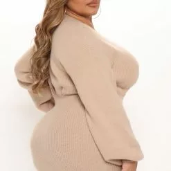 Fashion Nova Serenity Sweater Midi Dress - Taupe -Fashion Nova Dresses Shop 10 26 21Studio3 ME KP 14 30 24 58 SD106 Taupe 8628 PLUS EH