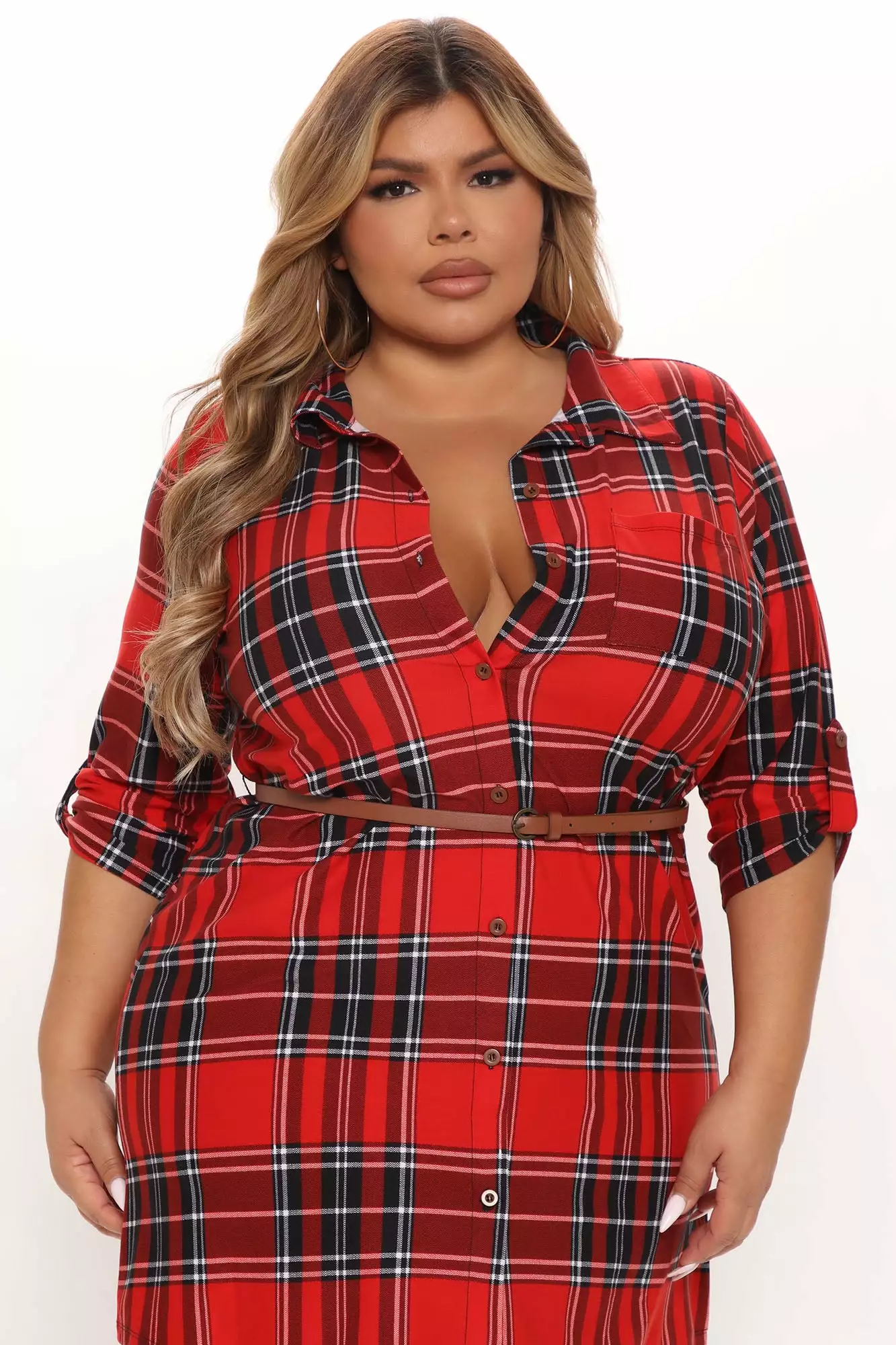 Fashion Nova Plaid Yourself Shirt Mini Dress - Red/combo 8 Fashion Nova Plaid Yourself Shirt Mini Dress - Red/combo - Image 6