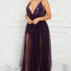 Fashion Nova Razzle Baby Sequin Dress - Eggplant