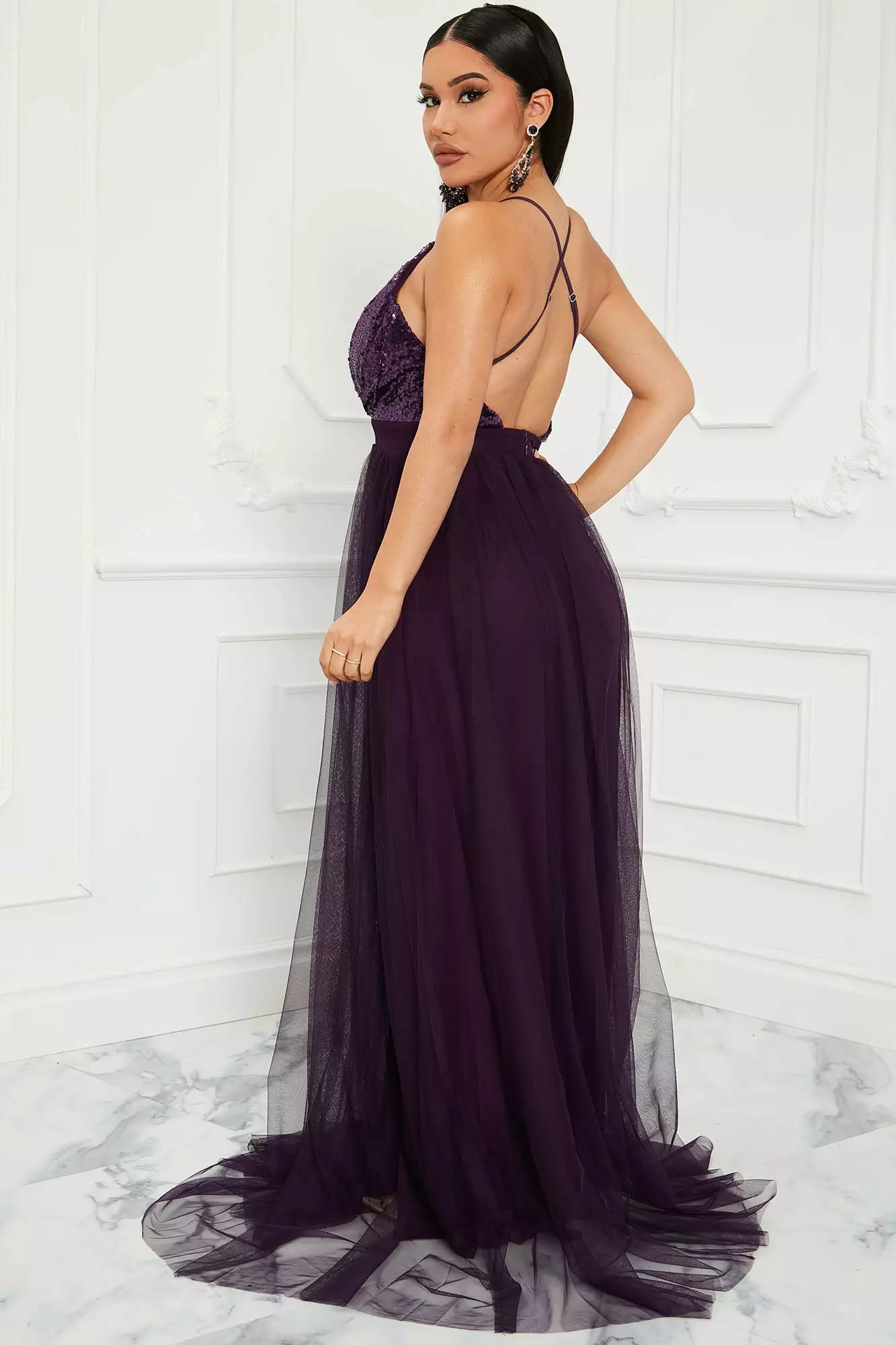 Fashion Nova Razzle Baby Sequin Dress - Eggplant 5 Fashion Nova Razzle Baby Sequin Dress - Eggplant - Image 3