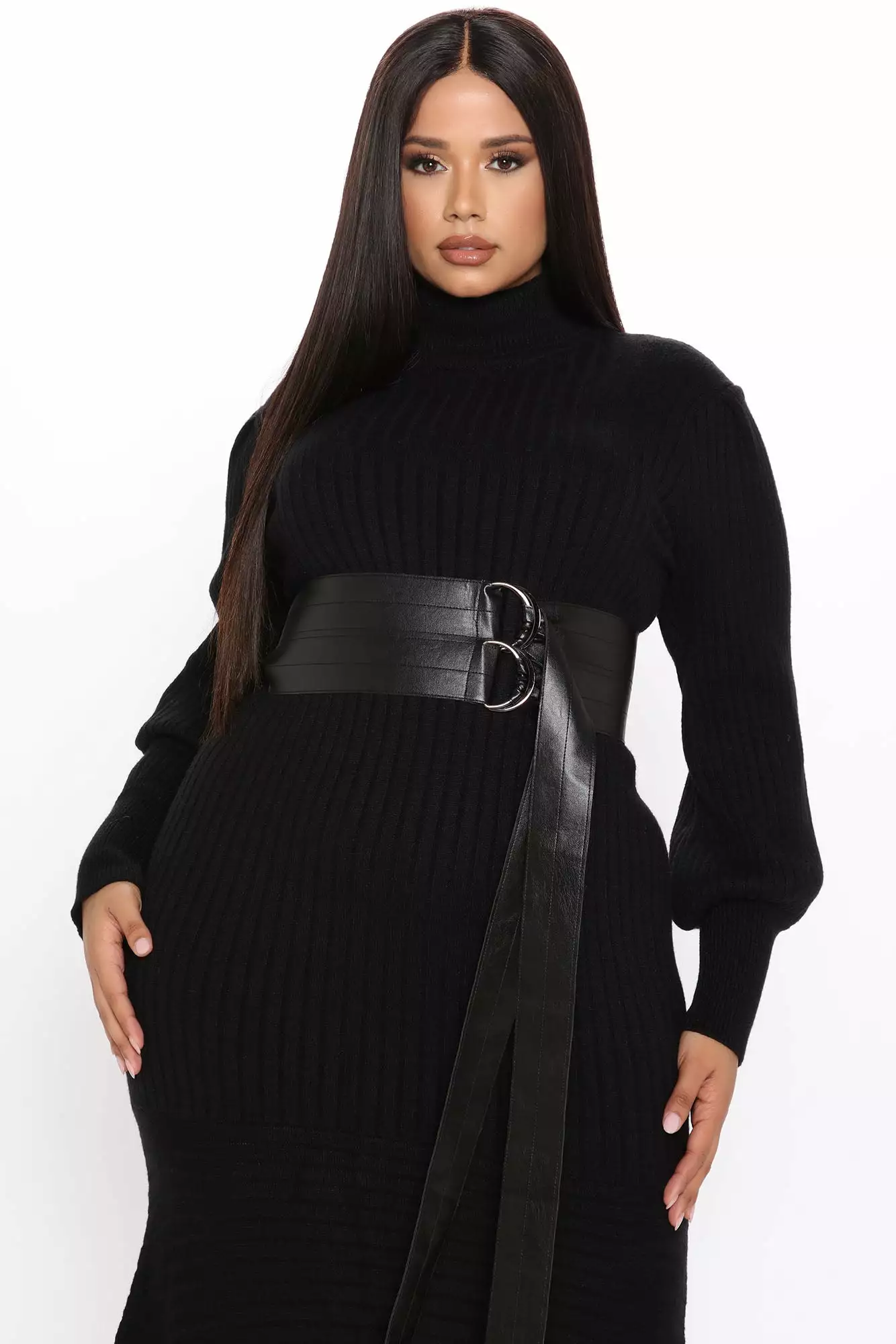 Fashion Nova Jessica Belted Sweater Maxi Dress - Black 8 Fashion Nova Jessica Belted Sweater Maxi Dress - Black - Image 6