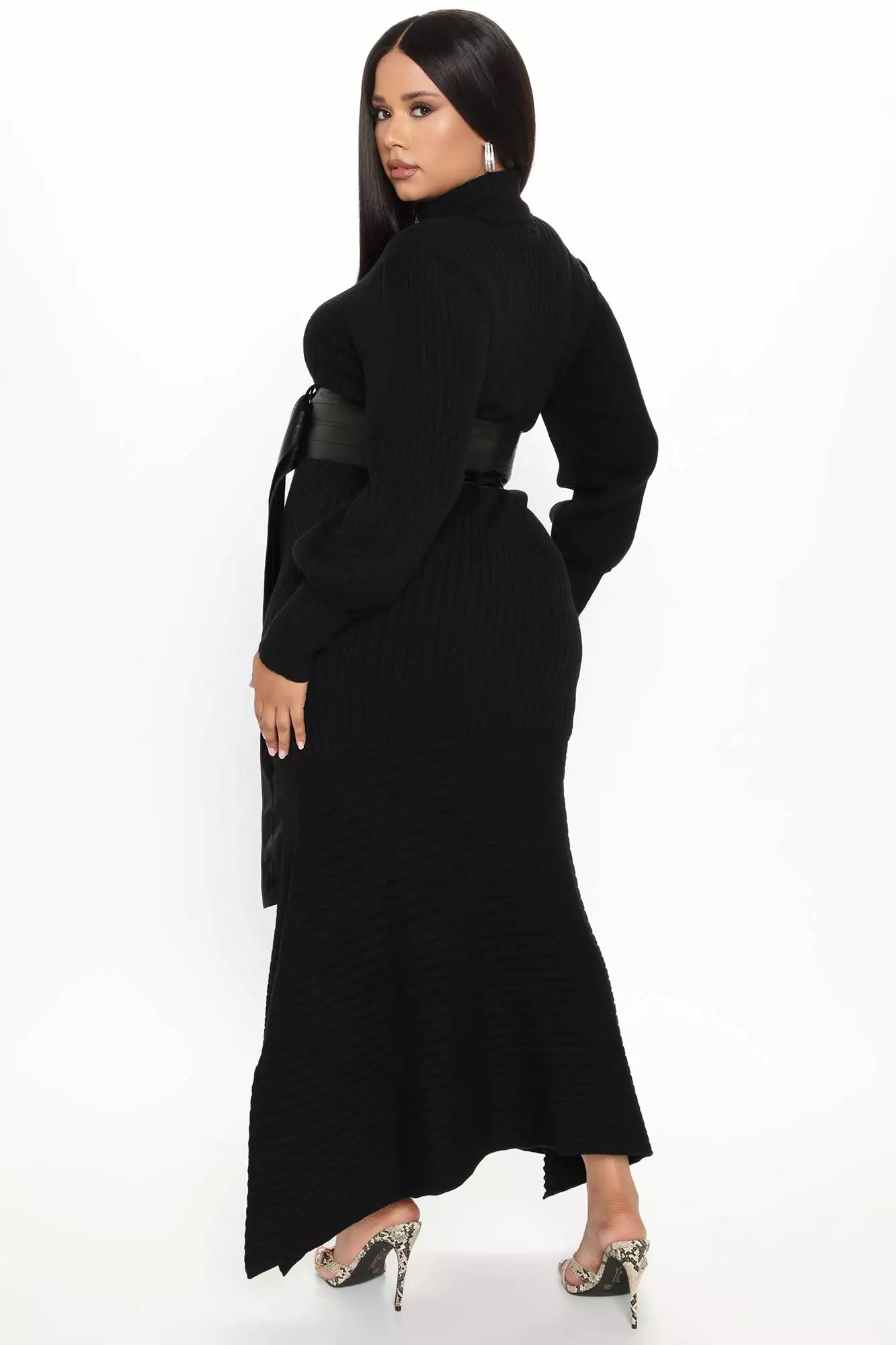 Fashion Nova Jessica Belted Sweater Maxi Dress - Black 9 Fashion Nova Jessica Belted Sweater Maxi Dress - Black - Image 7