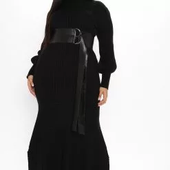 Fashion Nova Jessica Belted Sweater Maxi Dress - Black 14 Fashion Nova Jessica Belted Sweater Maxi Dress - Black -Fashion Nova Dresses Shop 10 27 20Studio3 PN MM 10 36 47 12 MD5959A Black 0646 PLUS KL