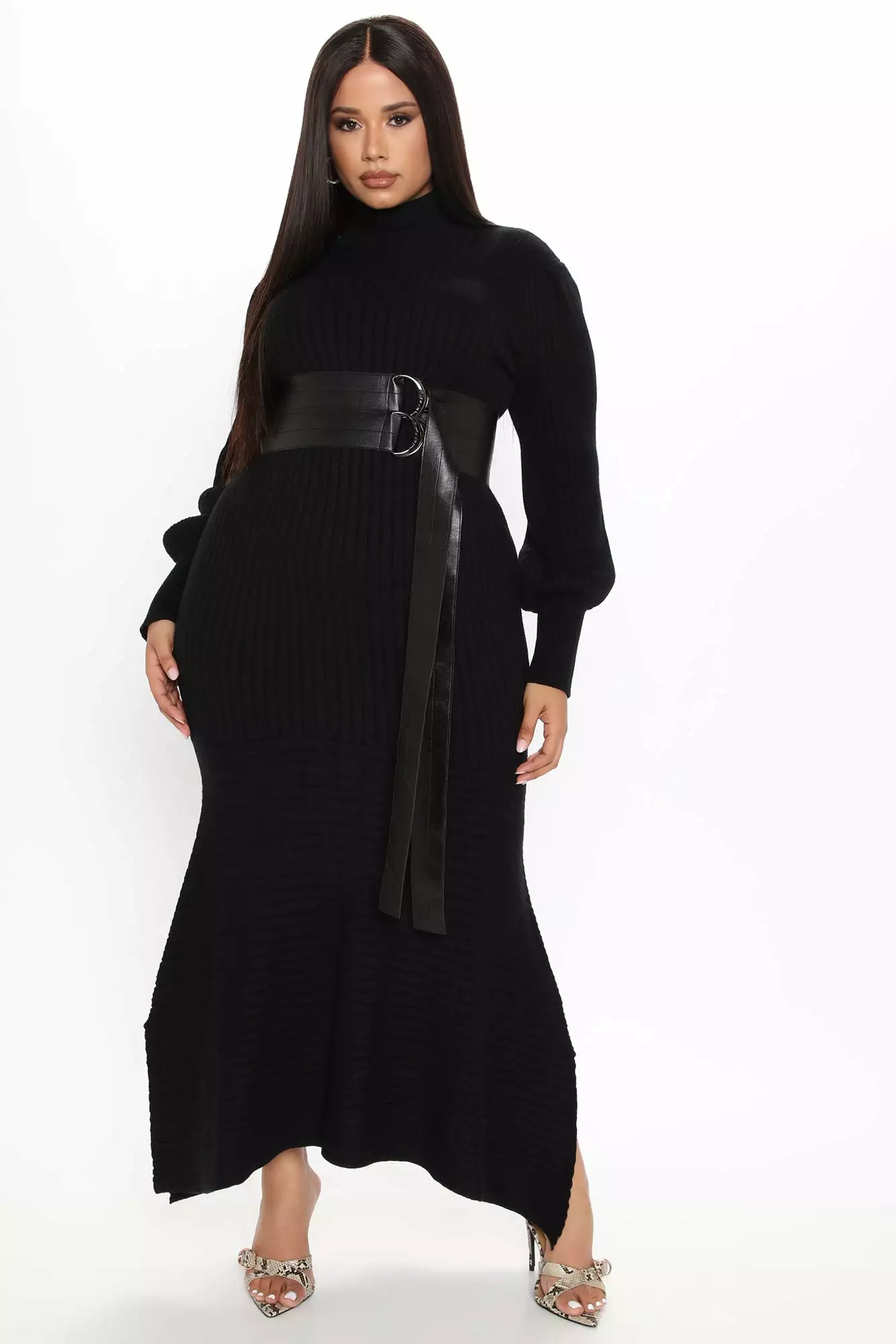 Fashion Nova Jessica Belted Sweater Maxi Dress - Black 7 Fashion Nova Jessica Belted Sweater Maxi Dress - Black - Image 5