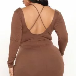 Fashion Nova Night Plans Mini Dress - Brown -Fashion Nova Dresses Shop 10 28 21Studio3 JP KP 10 20 02 7 JD44677LA Brown 9659 PLUS EH