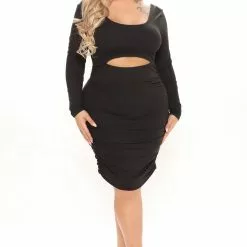 Fashion Nova Cami Ruched Midi Dress - Black -Fashion Nova Dresses Shop 11 01 21Studio1 ME DJ 11 49 30 30 JD45245L Black 8734 PLUS PB