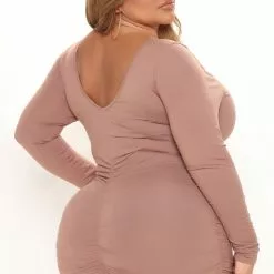 Fashion Nova Cami Ruched Midi Dress - Chocolate -Fashion Nova Dresses Shop 11 01 21Studio2 SN RL 12 24 08 20 JD45245L Chocolate 5280 PLUS MH