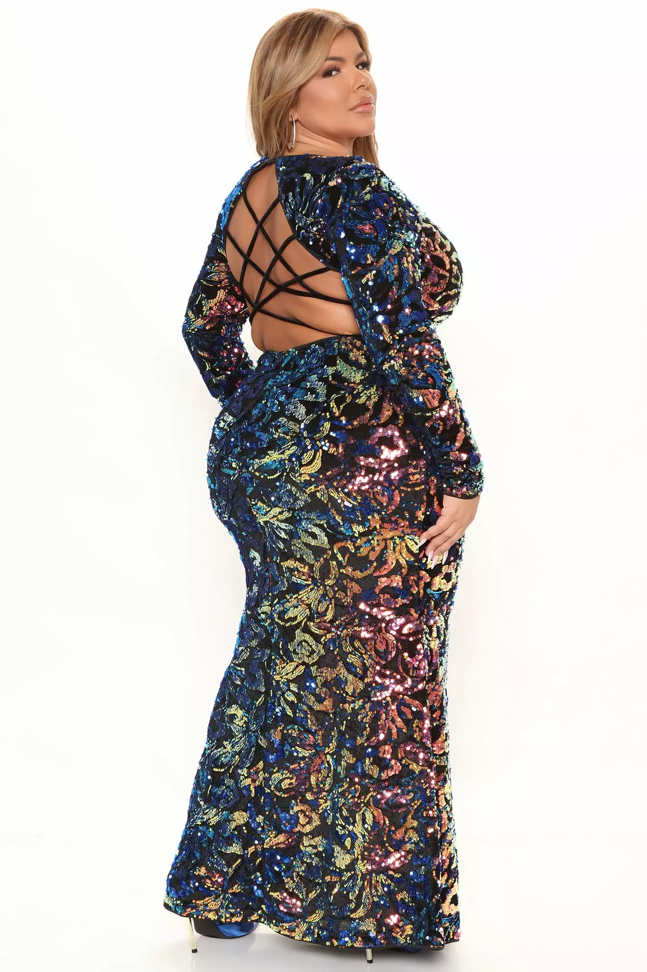 Fashion Nova Magical Moment Sequin Maxi Gown - Black/Blue 10 Fashion Nova Magical Moment Sequin Maxi Gown - Black/Blue - Image 8