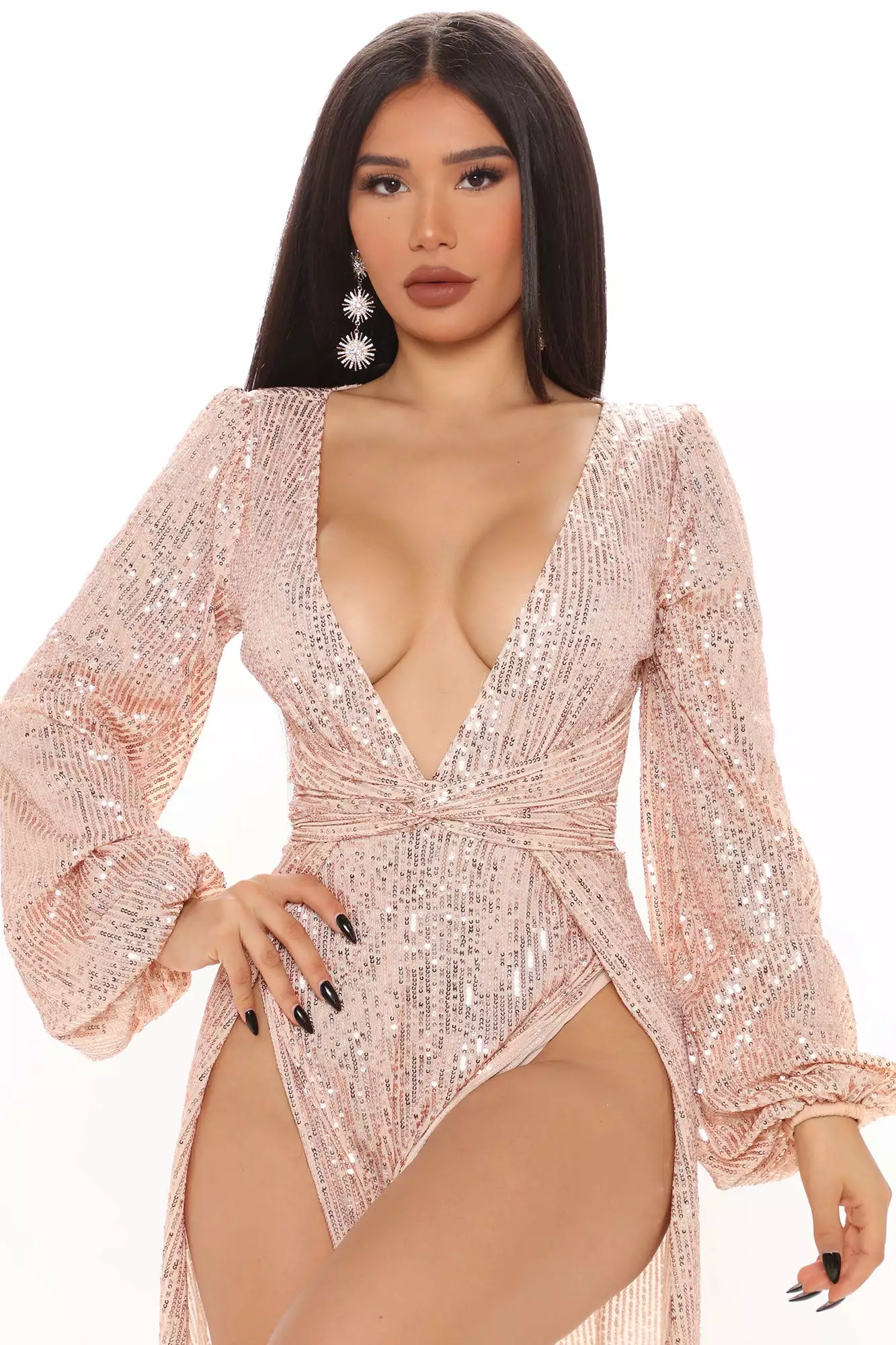Fashion Nova Kinsley Sequin Maxi Dress - Rose Gold 4 Fashion Nova Kinsley Sequin Maxi Dress - Rose Gold - Image 2