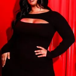 Fashion Nova Cold Hearted Ribbed Mini Dress - Black -Fashion Nova Dresses Shop 11 02 21Black Friday Editorial SN 15 19 54 LOOK 4 3772 PLUS WG MH