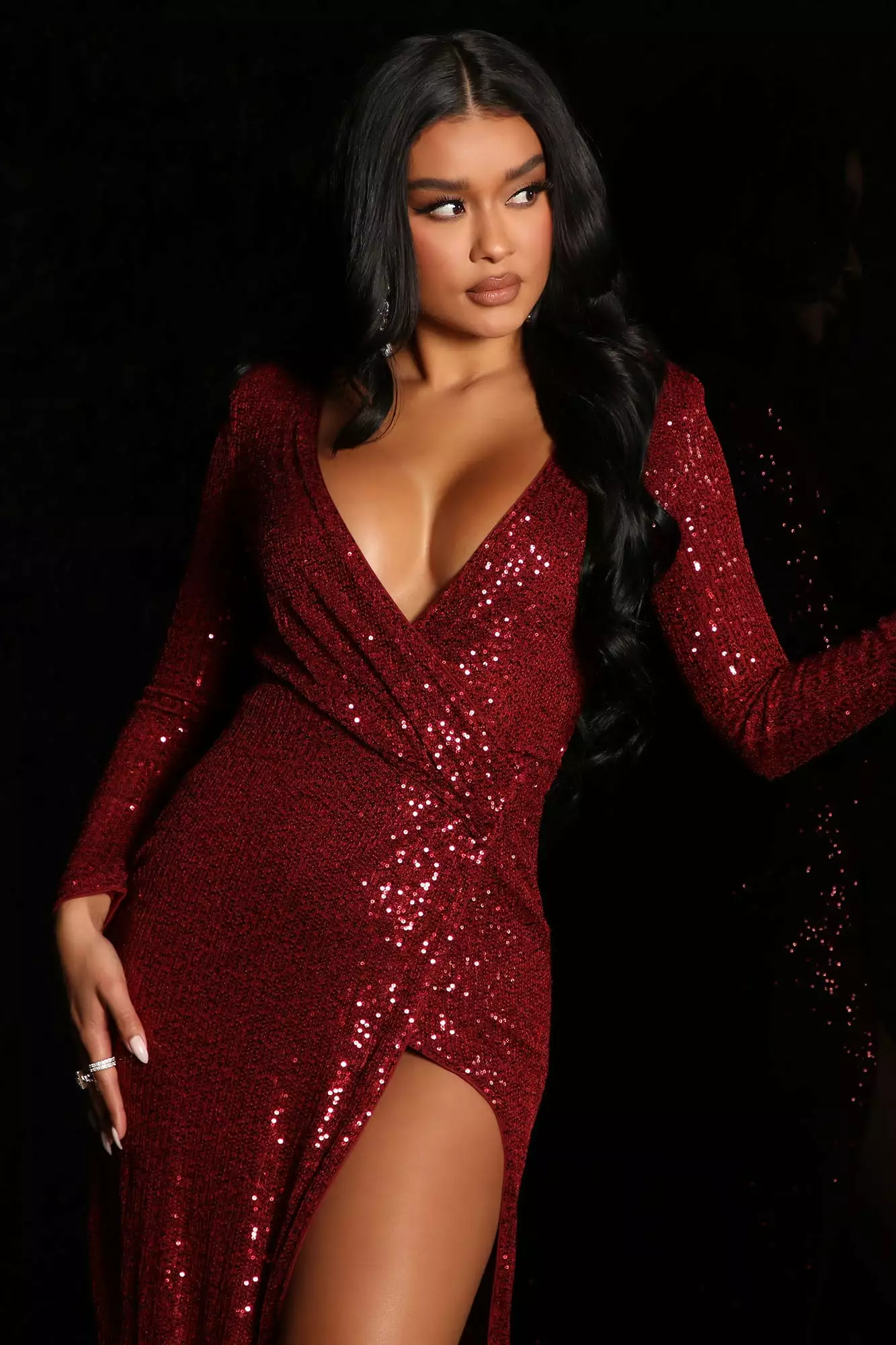 Fashion Nova Shine Away Sequin Maxi Dress - Burgundy 4 Fashion Nova Shine Away Sequin Maxi Dress - Burgundy - Image 2
