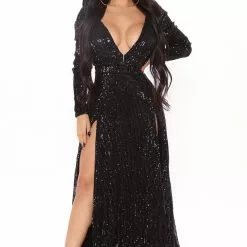 Fashion Nova Vienna Mini Sequin Maxi Dress - Black