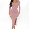 Fashion Nova Find Me Later Midi Dress - Mauve