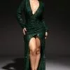 Fashion Nova Bianca Sequin Maxi Dress - Green