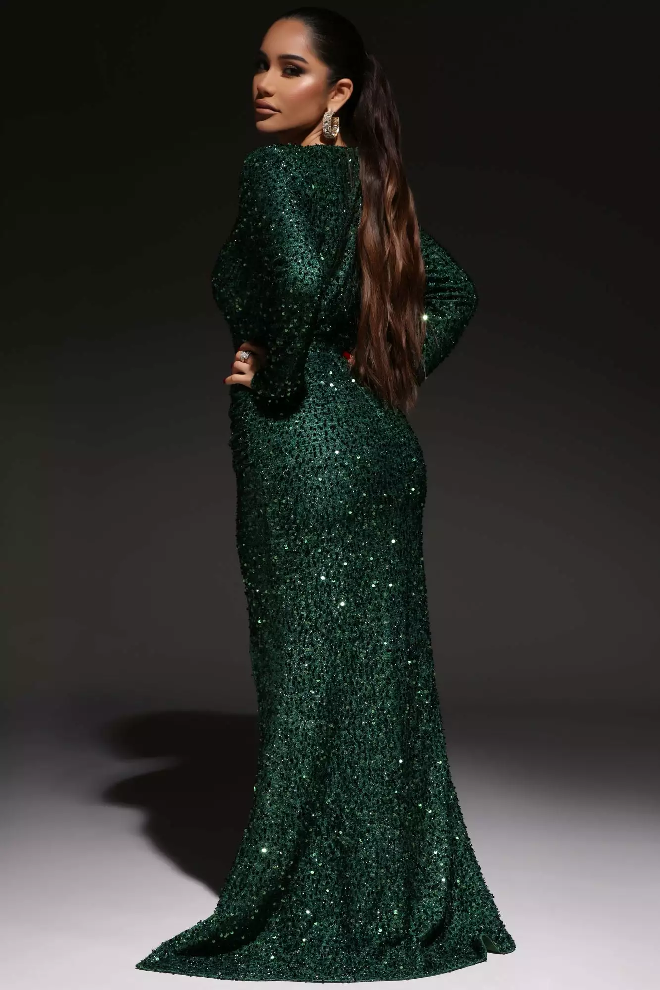 Fashion Nova Bianca Sequin Maxi Dress - Green 5 Fashion Nova Bianca Sequin Maxi Dress - Green - Image 3