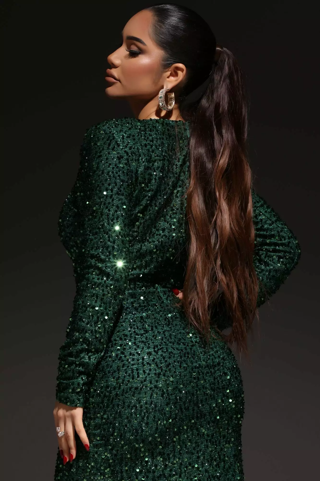 Fashion Nova Bianca Sequin Maxi Dress - Green 6 Fashion Nova Bianca Sequin Maxi Dress - Green - Image 4
