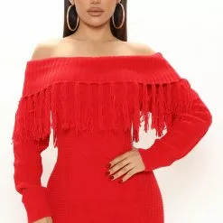 Fashion Nova Fall Feels Sweater Mini Dress - Red -Fashion Nova Dresses Shop 11 10 21Studio2 CE BH 10 11 09 16 RDAD1222FN Red 0353 PB