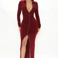 Fashion Nova Take Over Control Slinky Maxi Dress - Wine -Fashion Nova Dresses Shop 11 10 21Studio2 CE BH 10 49 53 25 D23508 Wine 0437 KS JM