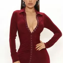 Fashion Nova Take Over Control Slinky Maxi Dress - Wine -Fashion Nova Dresses Shop 11 10 21Studio2 CE BH 10 49 54 25 D23508 Wine 0438 KS JM